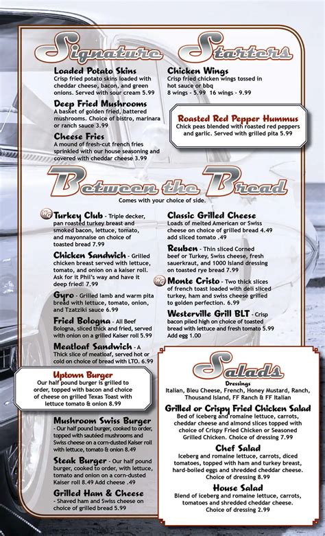 Menu at Westerville Grill restaurant, Westerville, 59 S State St