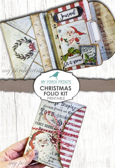 Christmas folio junk journal kit ephemera my porch prints etsy – Artofit