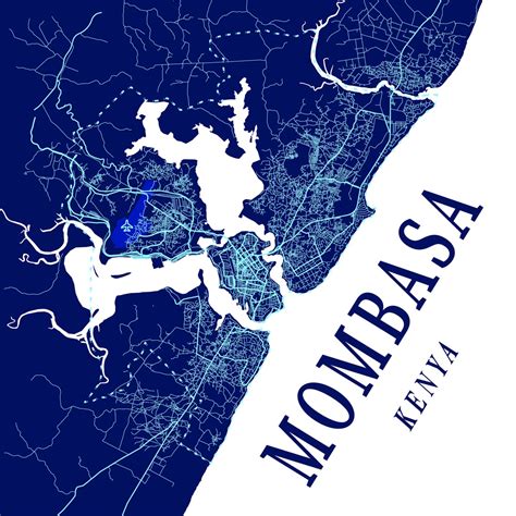 MOMBASA County KENYA Map Poster Hometown City Print Home Decor | Etsy