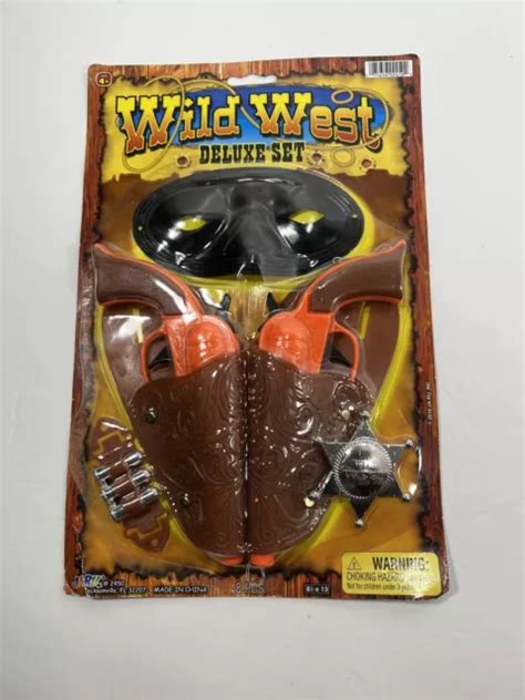 VINTAGE WILD West Cowboy Gun Holster Sheriff Badge Bullet Mask Set Toy ...