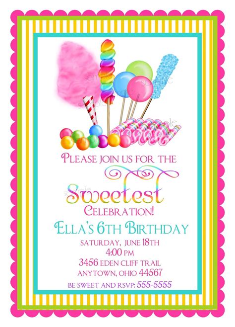 Candy Circus Invitations Sweet Shop Birthday Party - Etsy