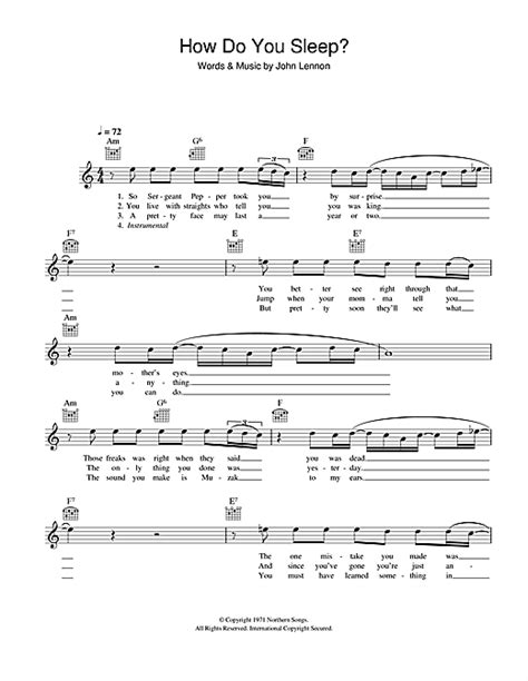 John Lennon "How Do You Sleep?" Sheet Music & Chords | Download 3-Page ...