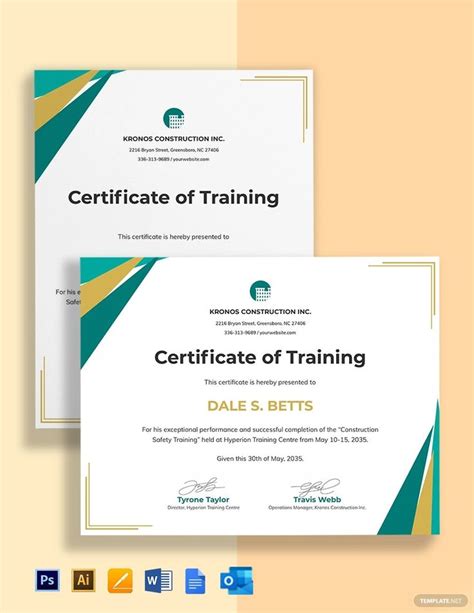 Safety Training Certificate Template