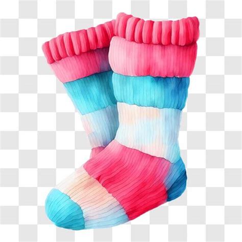 Download Colorful Winter Socks for Skiing and Snowshoeing PNG Online - Creative Fabrica