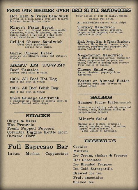 Menu - Brown's Coffee House & Sweets Saloon