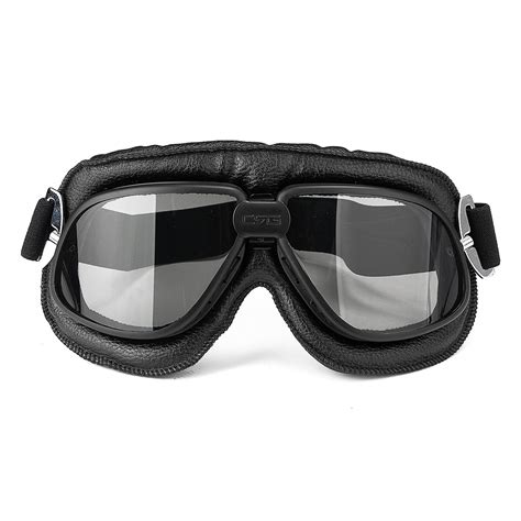 Motorcycle Goggles Scooter Helmet Leather Anti UV Fog Protector Glasses ...