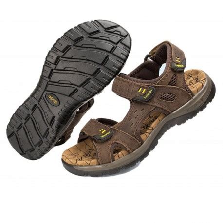 Womens Leather Ankle Strap Beach Hiking Sandals - Brown - CS17YQE3HLY