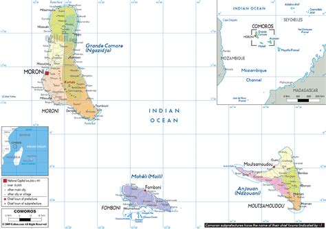 Detailed Political Map of Comoros - Ezilon Maps