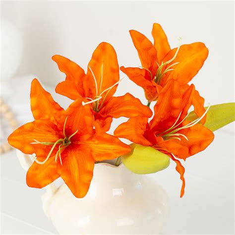 Orange Artificial Asiatic Lily Bundle - Bushes + Bouquets - Floral Supplies - Craft Supplies ...