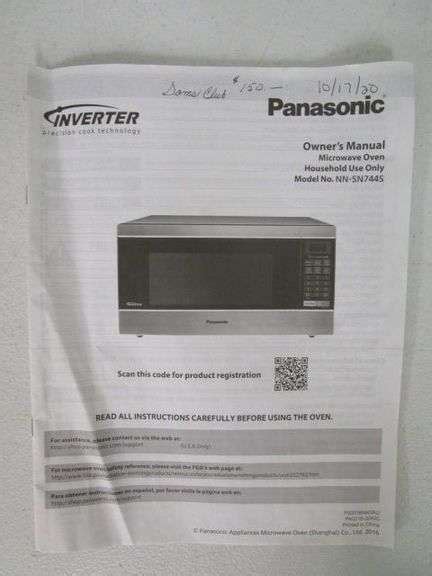 Panasonic 1250 Watt Microwave Oven w/Manual - Oberman Auctions