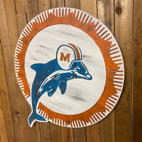 Miami Dolphins Logo, Old School, Classic, Vintage, Rustic, Distressed Wall Hanging, Home Decor ...