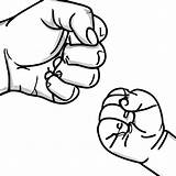 Big And Little Fist Bump Coloring Page Black White · Creative Fabrica sketch template