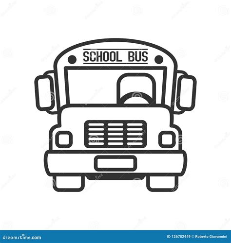 School Bus Outline Flat Icon on White Stock Vector - Illustration of outline, kindergarten ...