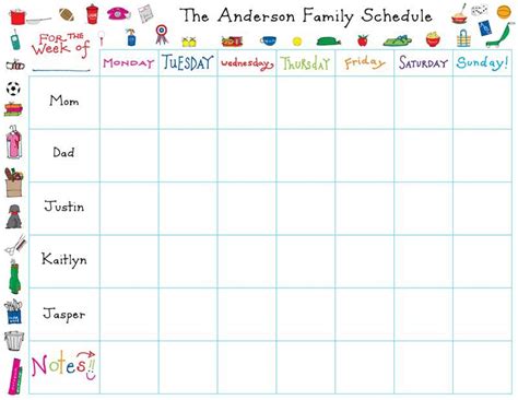 Personalized Weekly Family Calendars! | Family schedule, Family planner printables, Family calendar