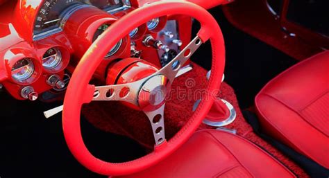 Vintage Red Sportscar with Sporty Leather Interior Stock Photo - Image ...