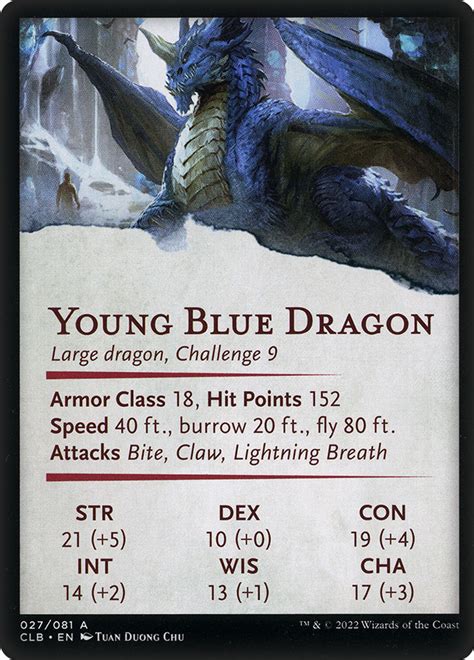 {Young Blue Dragon Art Card} // {Young Blue Dragon Stat Card} (Signed) | Art Series: Commander ...