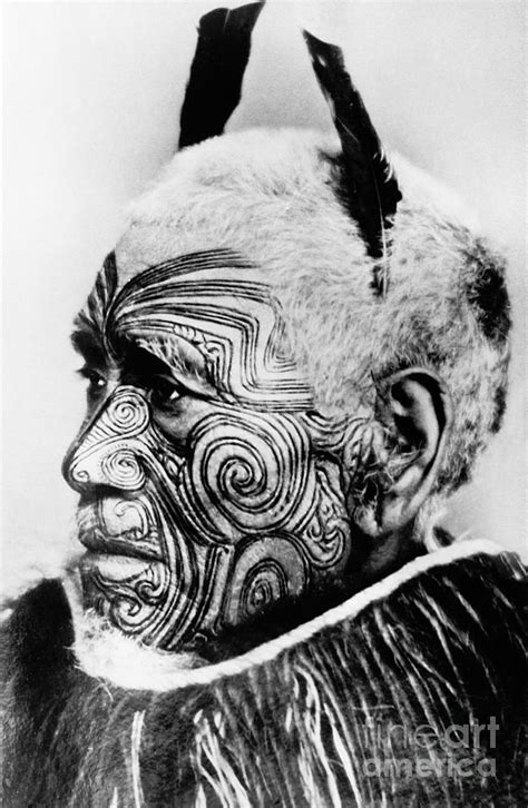 Maori Chief With Tattooed Face by Bettmann