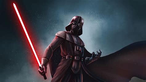 Darth Vader Lightsaber Sith In Starry Sky Background Star Wars 4K HD Darth Vader Wallpapers | HD ...