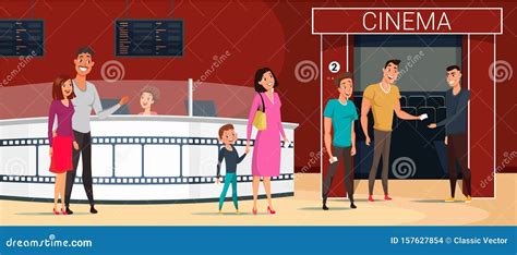 People Going To Cinema Cartoon Vector Illustration Stock Vector - Illustration of mother, cinema ...