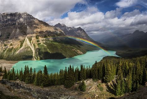 mountains, Scenery, Forests, Lake, Canada, Rainbow, Nature Wallpapers ...