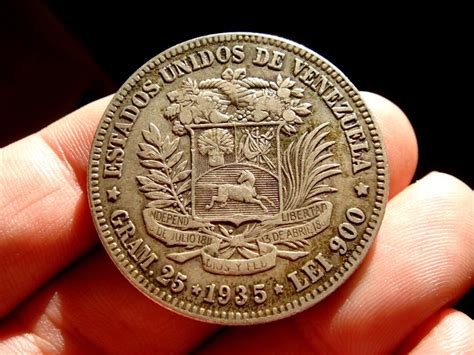 Venezuela – 5 bolivares silver coin, The United States of - Catawiki