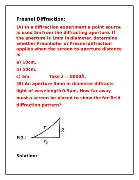 Fresnel Diffraction - Fresnel Diffraction: (A) In a diffraction experiment a point source is ...