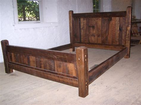 Country Cabin Rustic Bed Frame with Beveled Posts