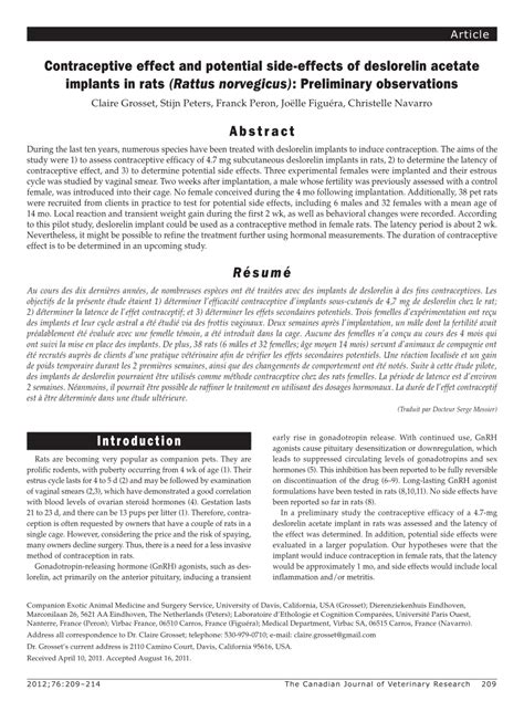 (PDF) Contraceptive effect and potential side-effects of deslorelin ...