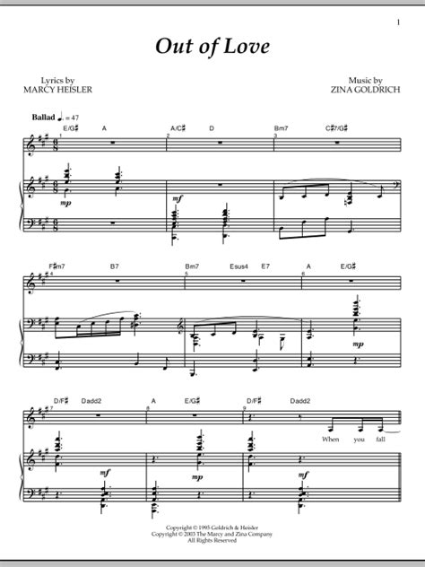 Out Of Love by Goldrich & Heisler Sheet Music for Piano & Vocal at Sheet Music Direct