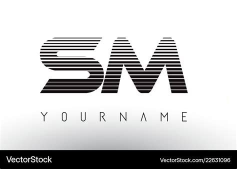 Sm black and white horizontal stripes letter logo Vector Image