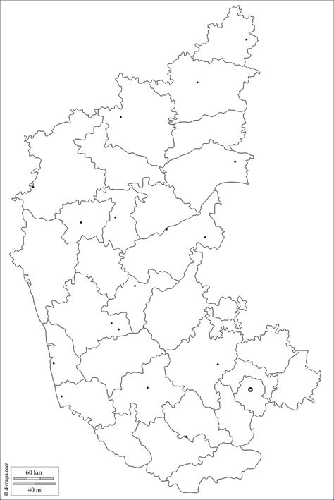 Karnataka : map, blank map, outline map, base map : outline, districts, main cities, karnataka ...