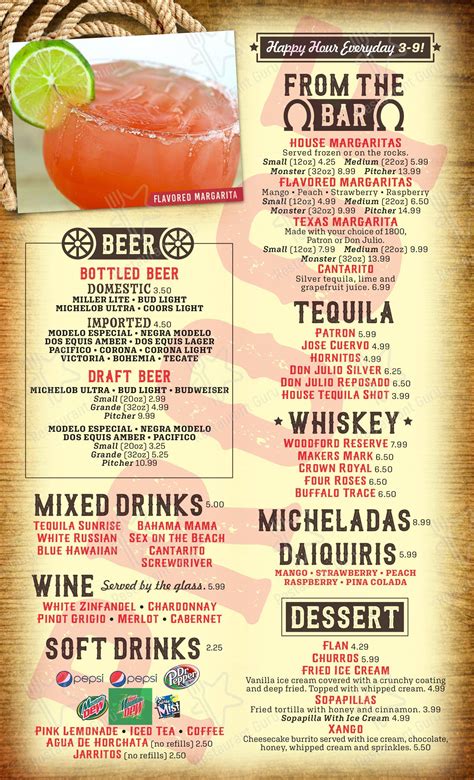 Menu at Los tres ll Mexican bar grill, Lebanon