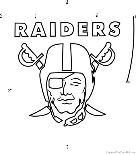 Oakland Raiders Logo dot to dot printable worksheet - Connect The Dots