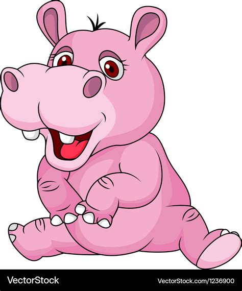 Cute hippo cartoon sitting Royalty Free Vector Image