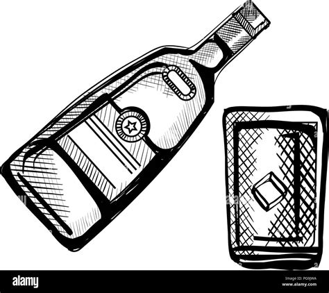 whiskey bottle with glass Stock Vector Image & Art - Alamy
