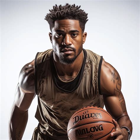 Premium AI Image | portrait of a black professional male basketball player with a ball in hands ...