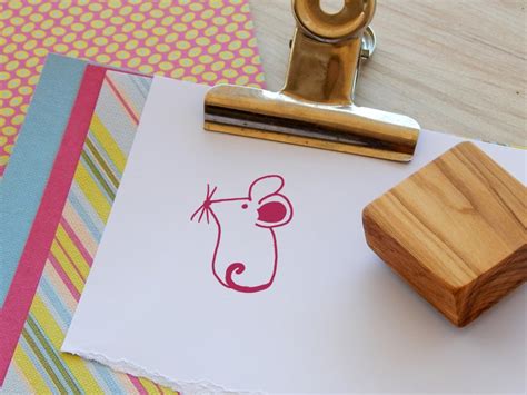 Mouse Rubber Stamp Animal Stamp Mouse Gift Cute Mouse | Etsy