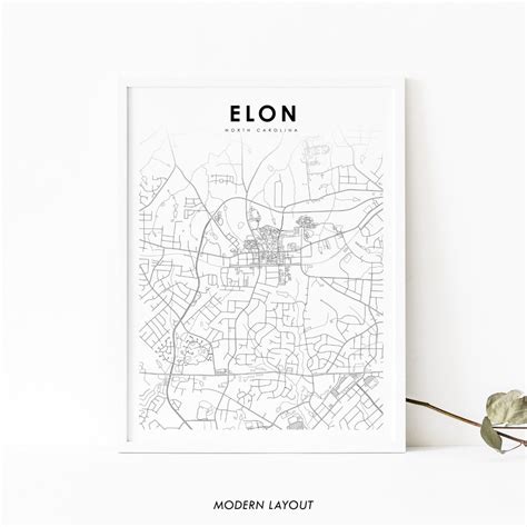 Elon NC Map Print North Carolina USA Map Art Poster Elon - Etsy