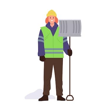 Premium Vector | Brave woman janitor cartoon character standing with ...