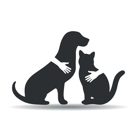 silhouette of a dog and cat hug their hands 7836689 Vector Art at Vecteezy