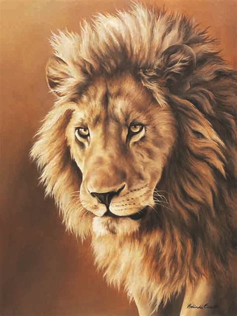 Acrylic painting on canvas of African Lion. Realistic animal art of ...