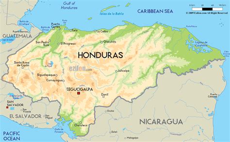 Road Map of Honduras and Honduras Road Maps | Honduras, Tegucigalpa ...