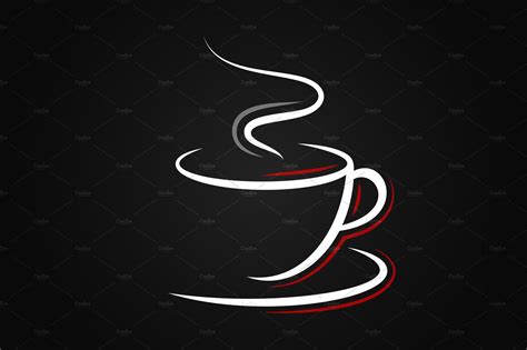 Coffee cup logo on black background by PushLogo on @creativemarket ...