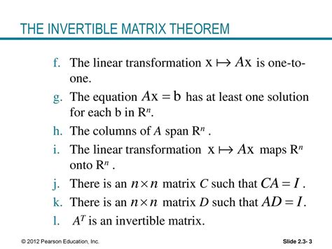 CHARACTERIZATIONS OF INVERTIBLE MATRICES - ppt download