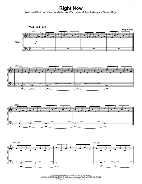 Right Now by Van Halen Sheet Music for Keyboard Transcription at Sheet ...