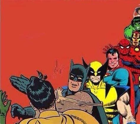 Batman Slapping Robin with Superheroes Lined Up Blank Template - Imgflip