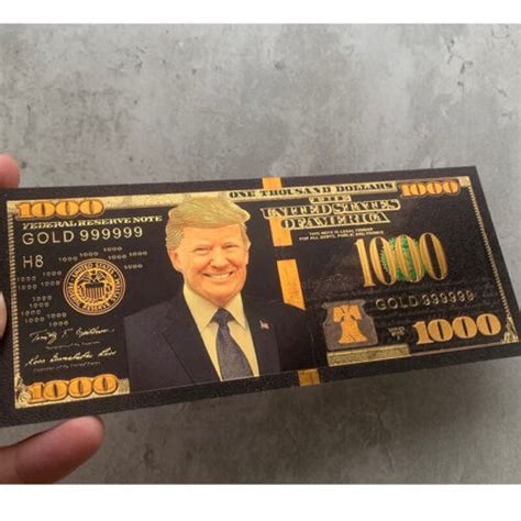 10X President Donald Trump Colorized $1000 Black Dollar Bill Gold Foil ...