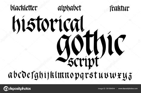 Gothic Alphabet Historical Handwritten Blackletter Script Black German ...