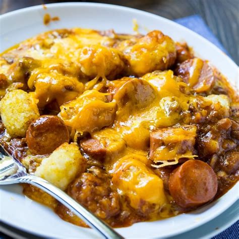 Cheesy Hot Dog Tater Tot Casserole - Spicy Southern Kitchen