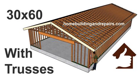 How To Frame And Build 30 x 60 Foot Garage With Gable Roof Trusses ...